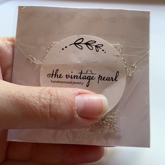 Courage stamped adjustable silver look necklace with‎ pearl new in package gift - Picture 3 of 4